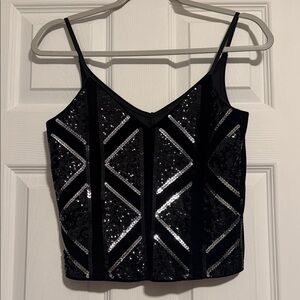 Express Black and Silver Sequin Camisole